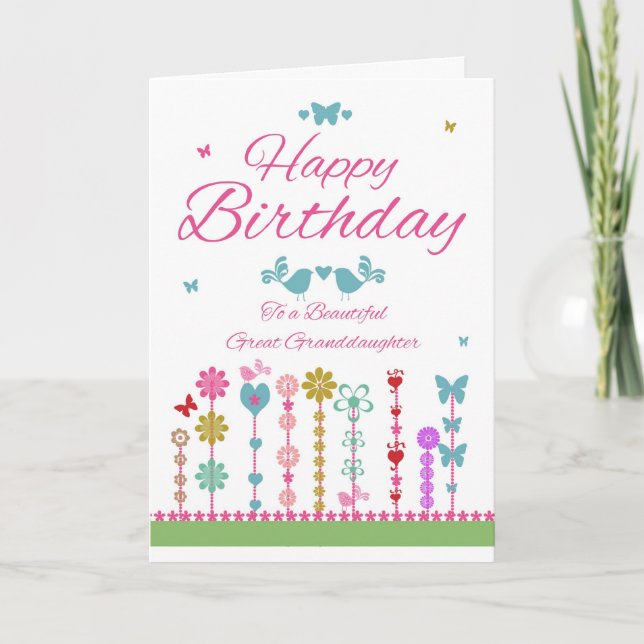 Joli grand-fille Anniversaire Carte Papillon (Devant)