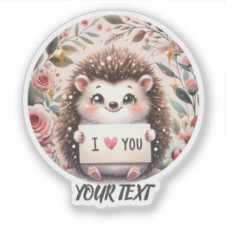 Joli Hérisson Je t'aime, Sticker rond classique