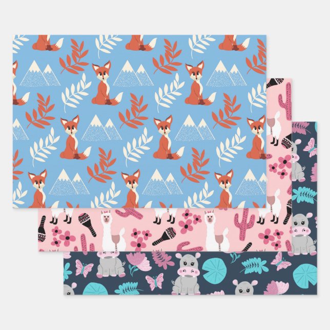 Joli hiver Orange Fox Mountains Motif feuille (Lot)