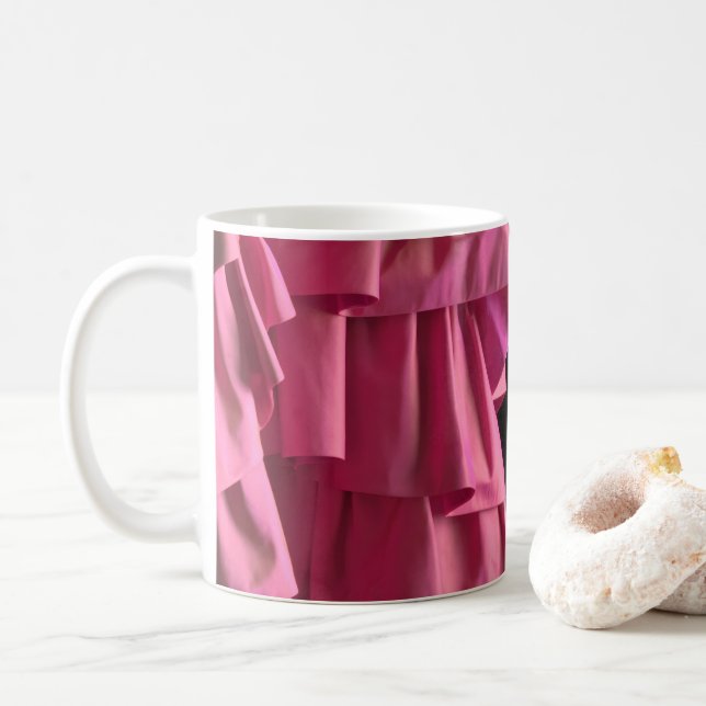 Joli Hot rose en soie Rouffles Motif Mug moderne (Avec donut)