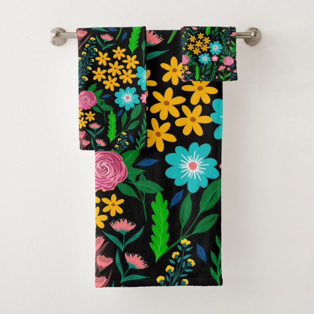 Joli Jardin Rose Bleu Fleurs Design noir (En situation)