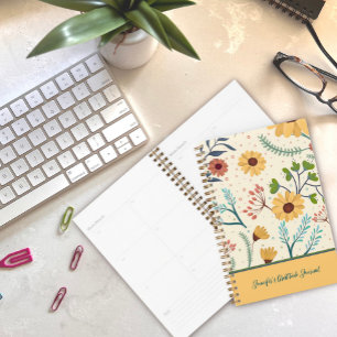 Joli Jaune Fleur Personnalisé Journal de Gratitude