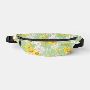 Joli jaune vert fleuri Nom personnalisé
