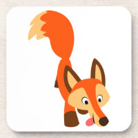 Joli jeu de Dessous de verre en Fox de dessin curi