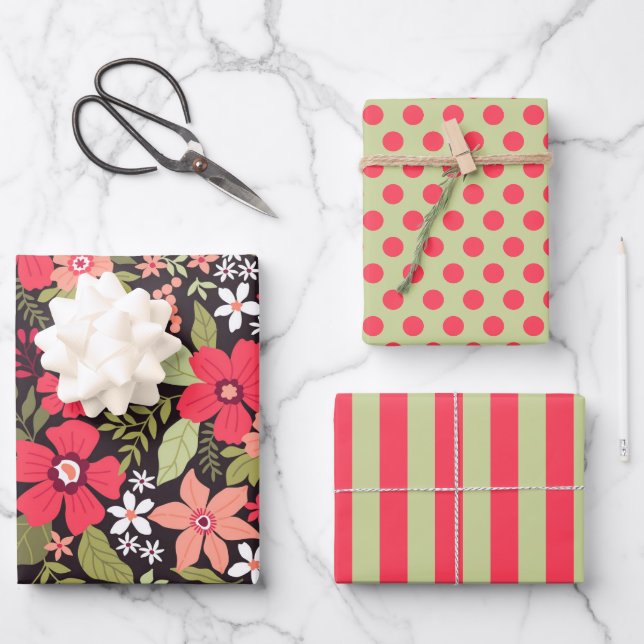Joli jeu de papier d'enveloppement Fleur sauvage (Recto)