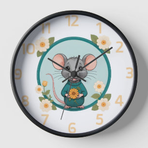 Joli joli ratty avec fleurs horloge