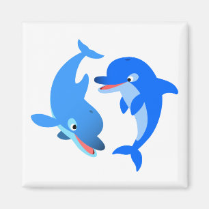 Joli Jouer Cartoon Dolphins Magnet