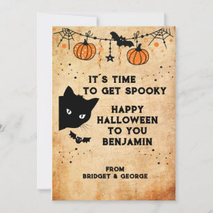 joli joyeux halloween noir chat carte de voeux