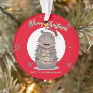 Joli joyeux Hippopotame arbre de Noël zoo safari N