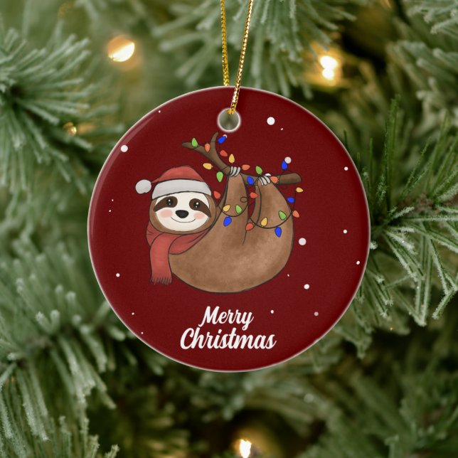 Joli joyeux Noël Sloth Ornement en céramique (Arbre)