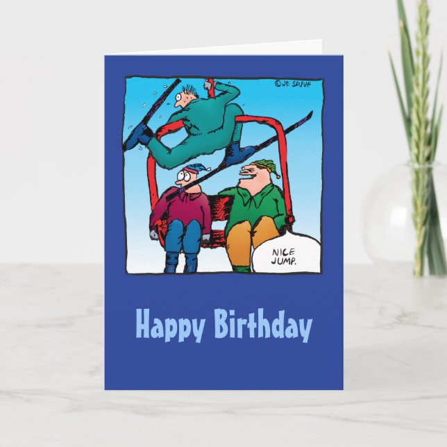 Joli Jump ! Carte d'anniversaire des skieurs (Devant)
