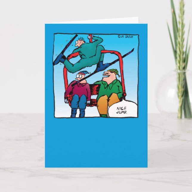Joli Jump ! Carte de Noël des skieurs (Devant)