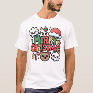 Joli Kawaii Joyeux Noël T-Shirt de Dessin Animé