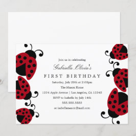 Joli Ladybugs | Invitation de fête d'anniversaire