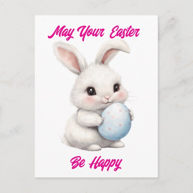 Joli Lapin Avec Carte Postale Oeuf Holiday (Devant)