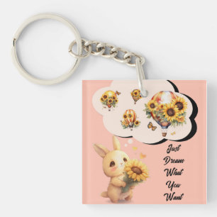 Joli Lapin Avec Porte-Clés Acrylique Tournesol