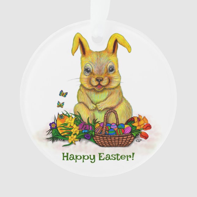 Joli lapin de Pâques avec oeufs et fleurs (devant)