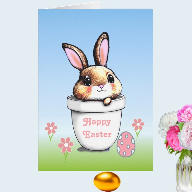 Joli lapin de Pâques et œuf de Pâques sur fond ble (Créateur téléchargé)