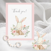 Joli lapin lapin en bois Carte de remerciements pl