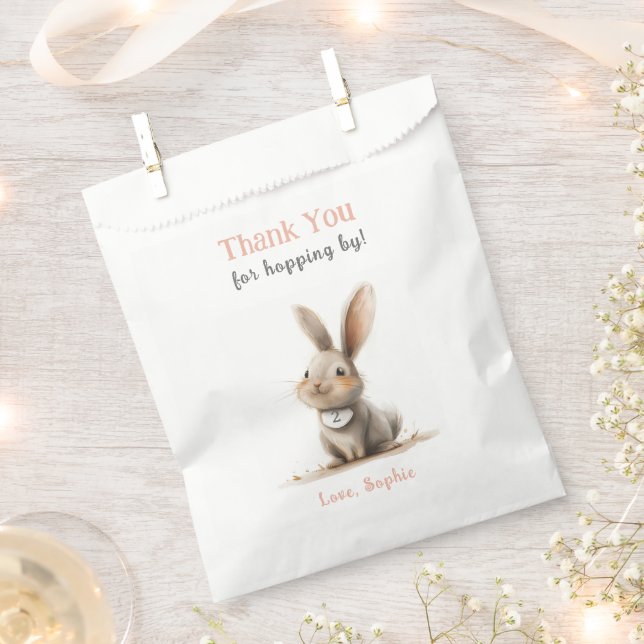 Joli lapin rose Anniversaire Merci Favoriser Sacs (Coupé)