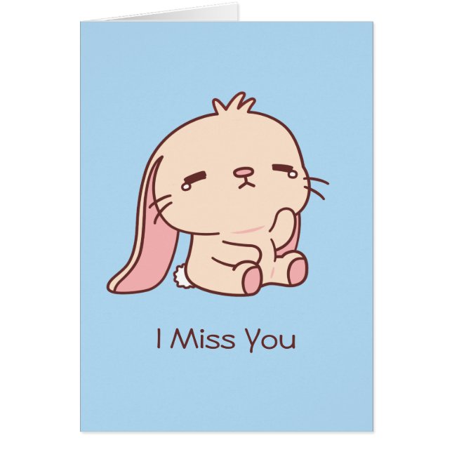 Joli Lapin Triste Je Me Manque Carte De Voeux (Devant)