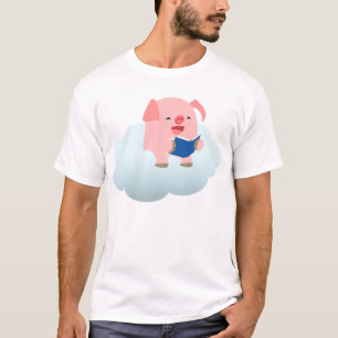 Joli lecteur de cochon de dessin sur T-shirt Cloud