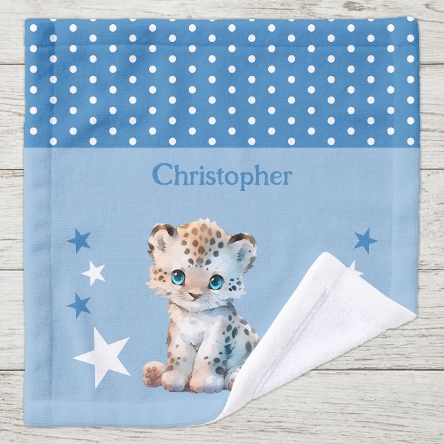 Joli léopard ajouter nom pois étoiles bleu (Créateur téléchargé)