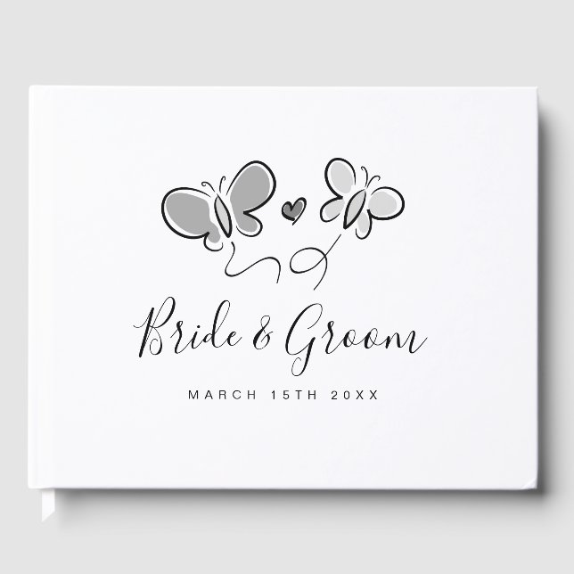 Joli livre d'hôtes mariage avec des papillons ludi (Recto)