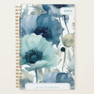 Joli logo personnalisé floral bleu aquarelle