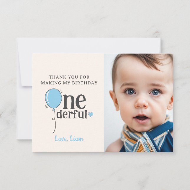 Joli M. Onederful Carte de remerciements avec phot (Devant)