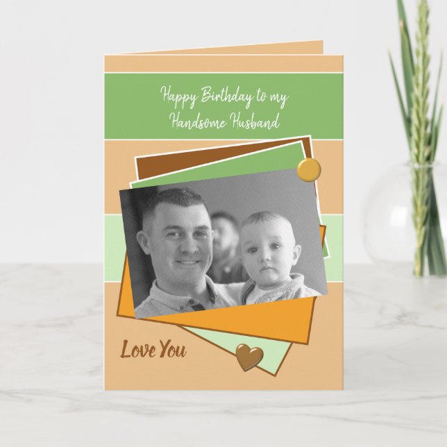 Joli mari sur ton carte photo vert d'anniversaire (Devant)