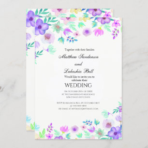 Joli Mariage avec fleurs Invitation