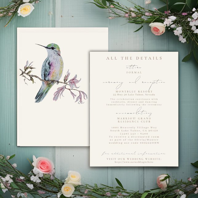 Joli Mariage Colibri Détails Cartes de boîtier (Créateur téléchargé)