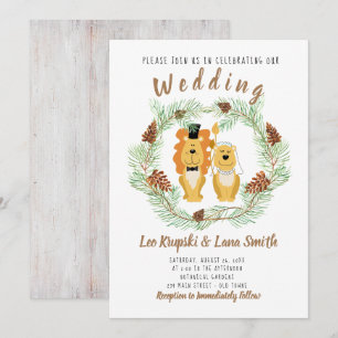 Joli Mariage Couple Lion Groom & Bride Invitation