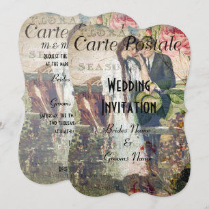 Joli mariage de carte postale vintage