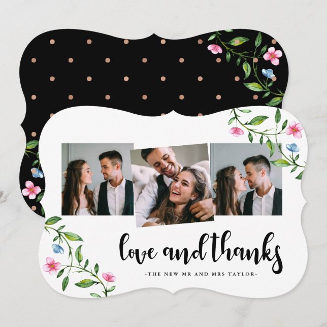 Joli Mariage de Merci Carte photo de points florau (Devant / Derrière)