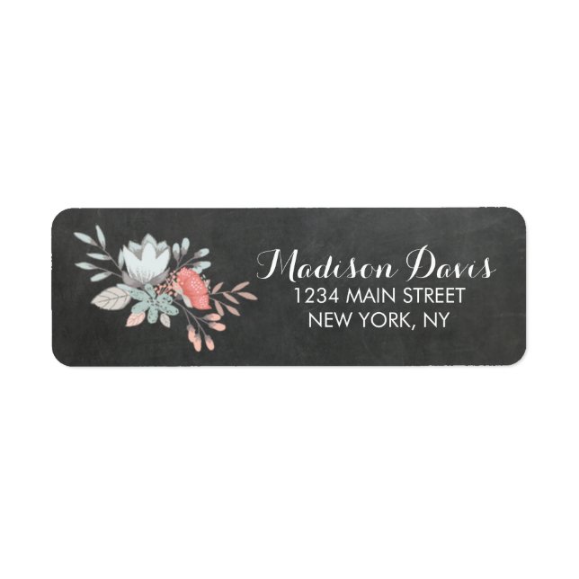 Joli Mariage Floral Chalkboard Étiquettes de adres (Devant)