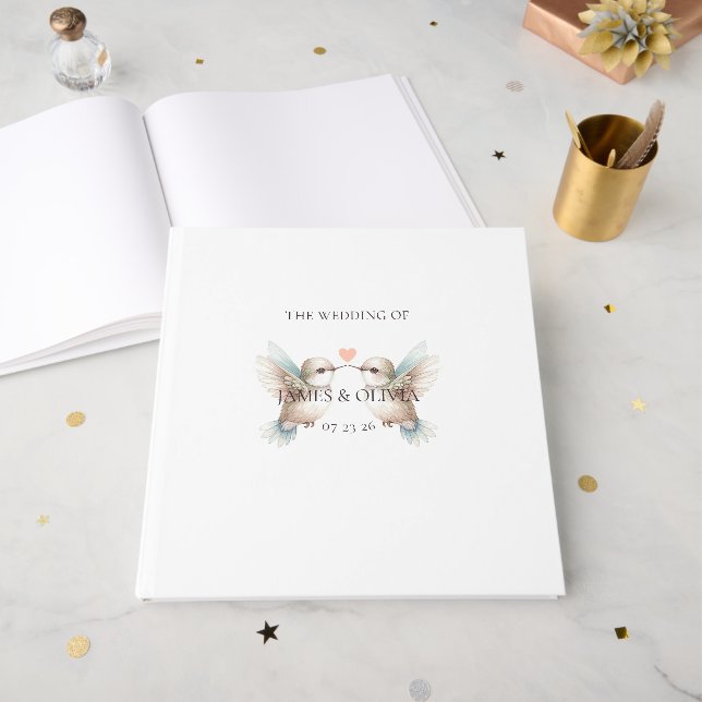 Joli Mariage Hummingbird livre d'invité (Recto ouvert)