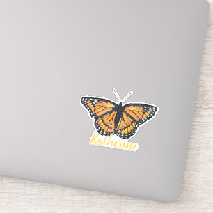 Joli Monarque Papillon Artwork avec Sticker de nom