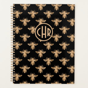 Joli Monogramme D'Abeille Reine Noir Et Or