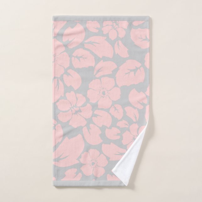 Joli Monogramme floral rose et gris (Serviette à main)