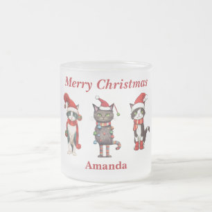 Joli monogramme Joyeux chat de Noël Mug