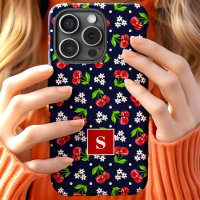 Joli Monogramme Marine Cerises à pois Floraux Mign