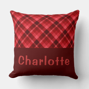 Joli Monogramme Roux Plaid Gros Oreiller