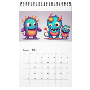 Joli monstre calendrier 2024