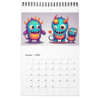 Joli monstre calendrier 2024