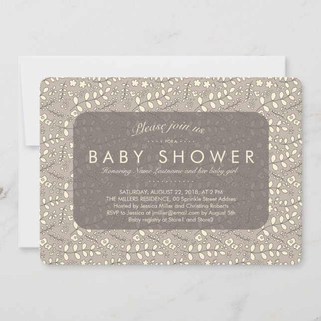 Joli Motif Beige Neutre Baby shower Invitation (Devant)
