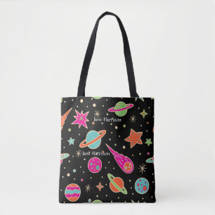 Joli Motif de fusée spatiale colorée Nom Sac fourr