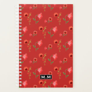 Joli Motif de Poppies rouges Monogramme