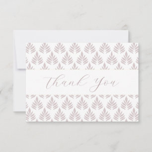 Joli Motif feuille Carte de remerciements plat